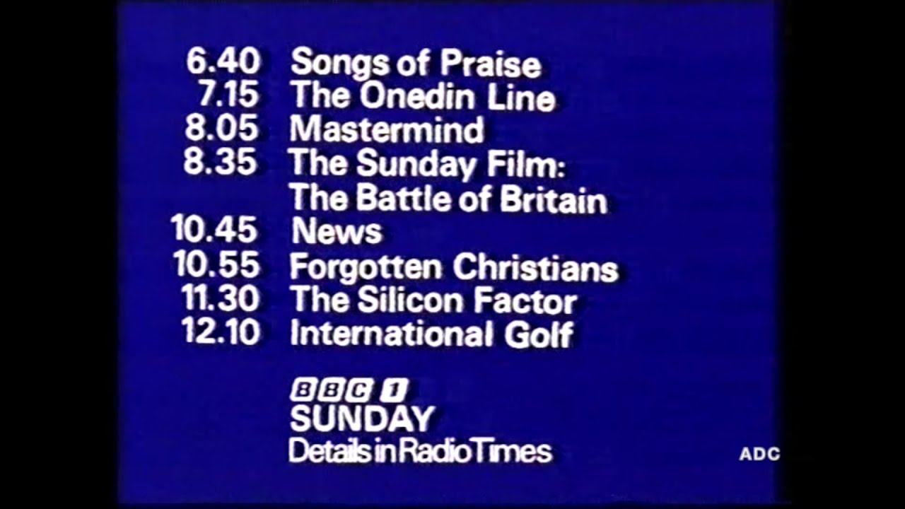 BBC1 trailer, link announcer Peter Brook, weather & closedown 13th September 1980