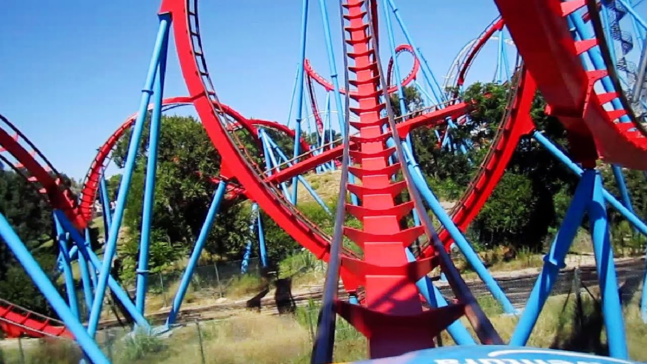 Dragon Khan front seat on-ride HD POV PortAventura Park