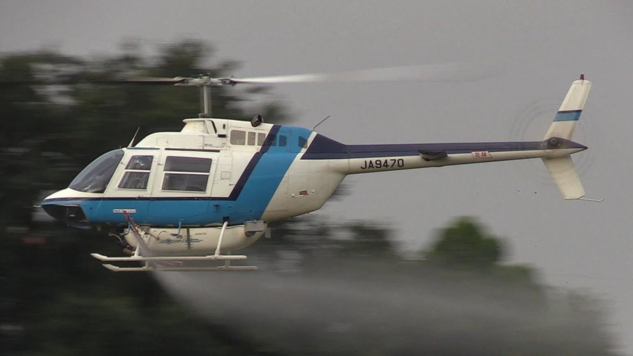 【2024ヘリコプター航空防除作業】ヘリサービス Bell 206B-3 JA9470 散布フライトその１/Helicopter Crop Dusting in Japan.
