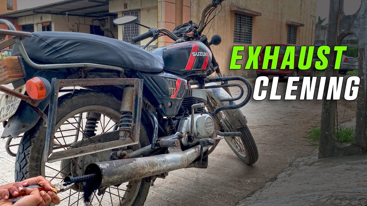 how to clean tvs suzuki max100 silencer | AX100 | RX100 | gj biker