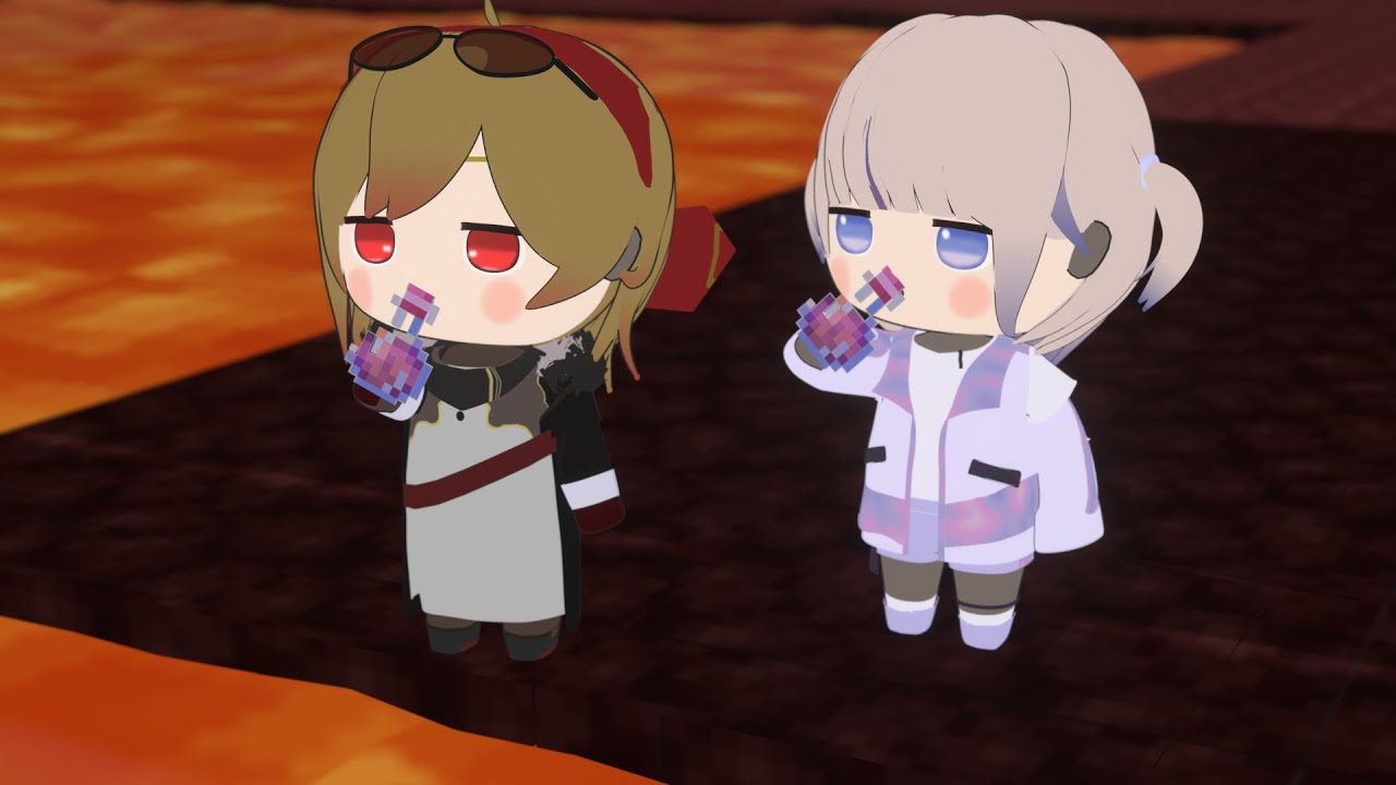 番長とカエラのネザー探検【轟はじめ/Kaela Kovalskia/ホロライブ切り抜き】【3Dアニメ】
