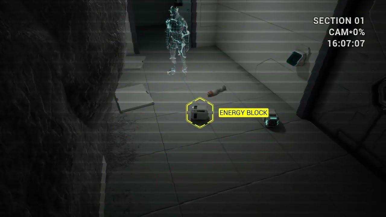 Gameplay example / Scanning, identification, interaction with objects, user interface (HUD)