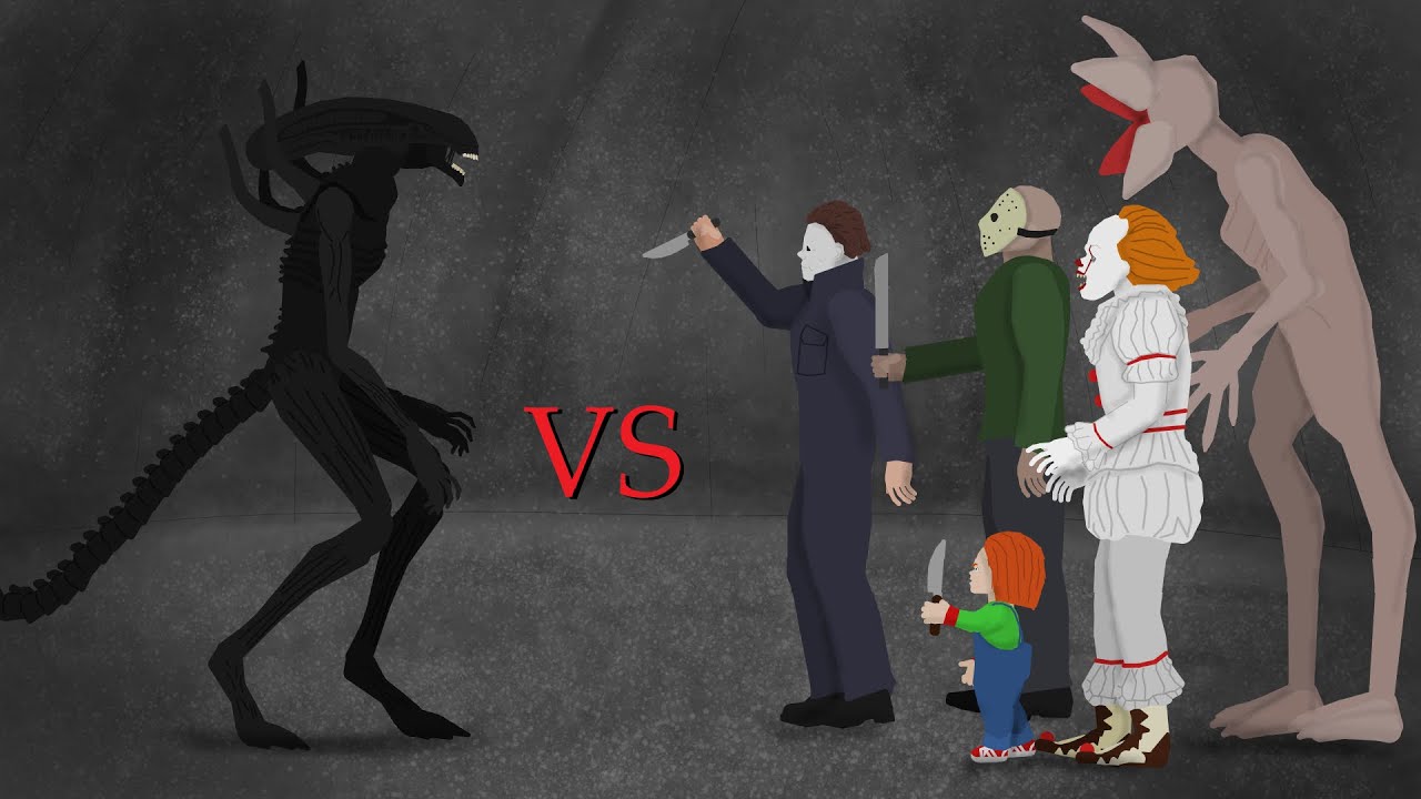 Xenomorph vs Demogorgon, Jason, Chucky, It, Michael Myers - Pivot Animation / Especial Halloween