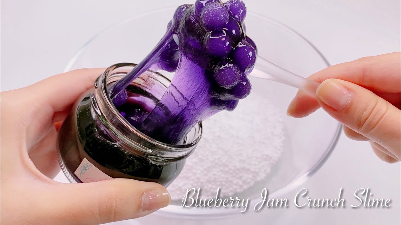 【ASMR】🫐ブルーベリージャムつぶつぶスライム🫐【音フェチ】Blueberry Jam Crunch Slime