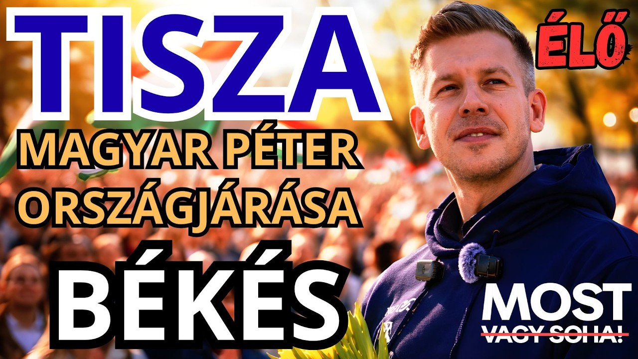 Magyar P&eacute;ter orsz&aacute;gj&aacute;r&aacute;sa - B&Eacute;K&Eacute;S 🔴⚪🟢 &Eacute;LŐ K&Ouml;ZVET&Iacute;T&Eacute;S - TISZA  #tiszap&aacute;rt #magyarpeter
