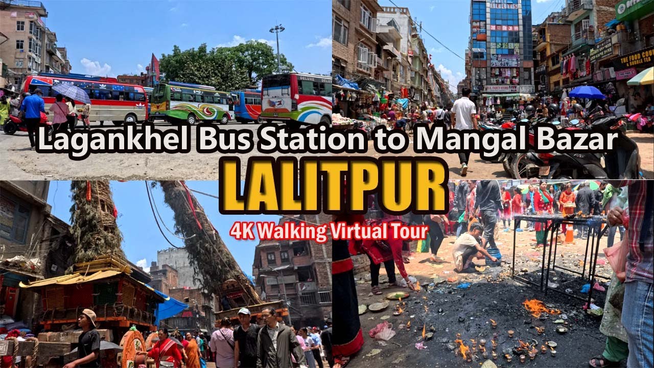 Lagankhel Bus Station to Mangal Bazar | Yala Layaku Marg | 4k Virtual Walking Tour Lalitpur Nepal