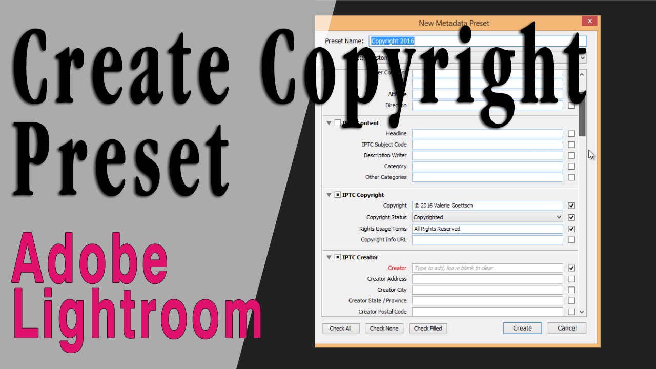 How to Create a Copyright Preset in Lightroom