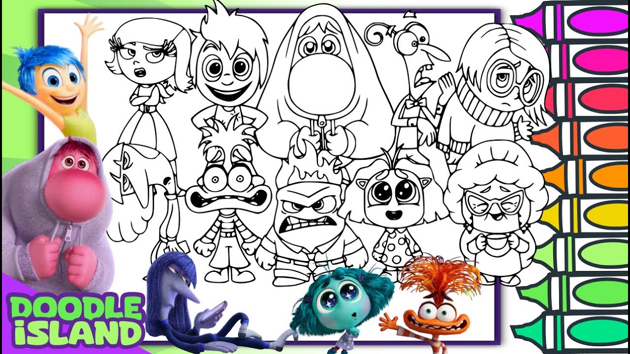 Inside Out 2 Coloring Pages | All Emotions | Disney Pixar Speed Coloring for Kids