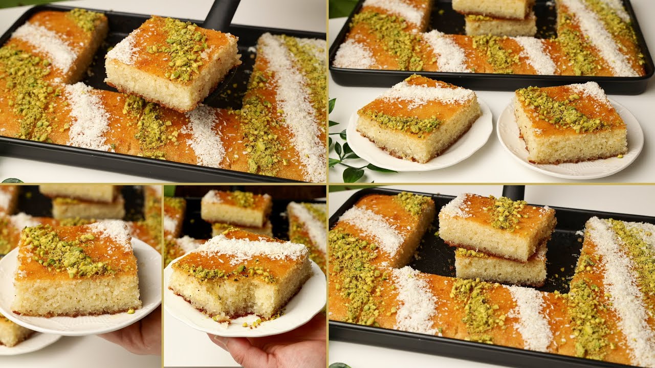 بسبوسة السبع كاسات بسبوسة الطفولة بطعمها الخرافي ما ينشبع منها