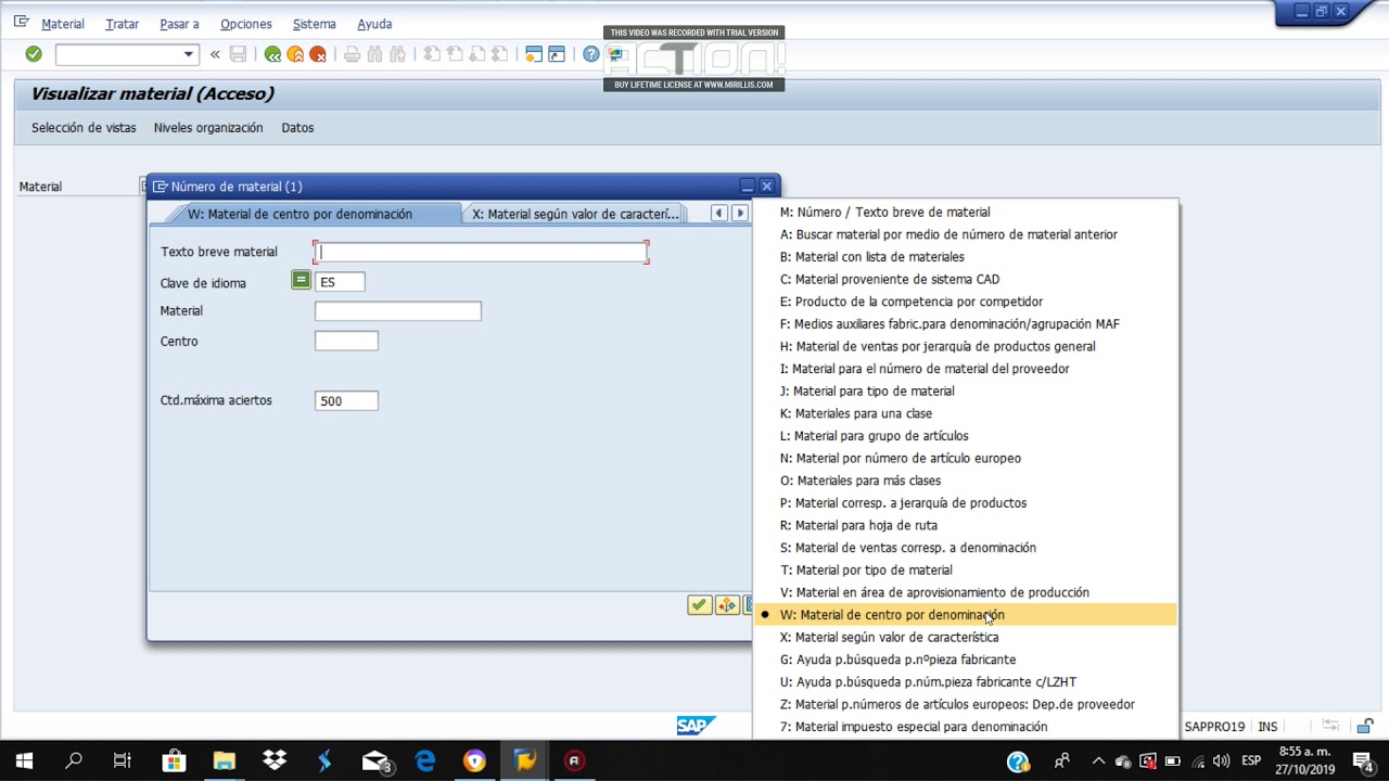 BUSCAR CÓDIGO DE MATERIAL EN SAP