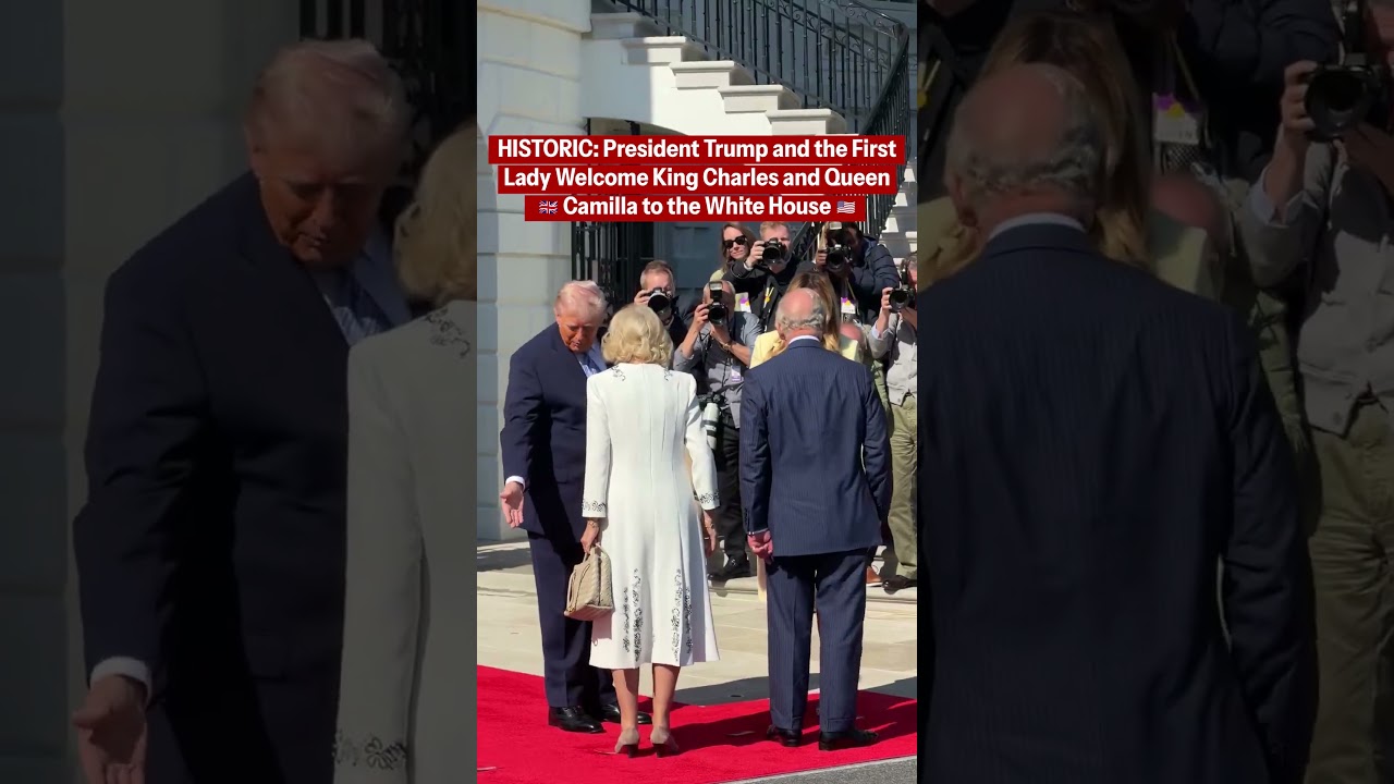 President Trump and the First Lady greet King Charles III and Queen Camilla at the White House 🇺🇸🇬🇧