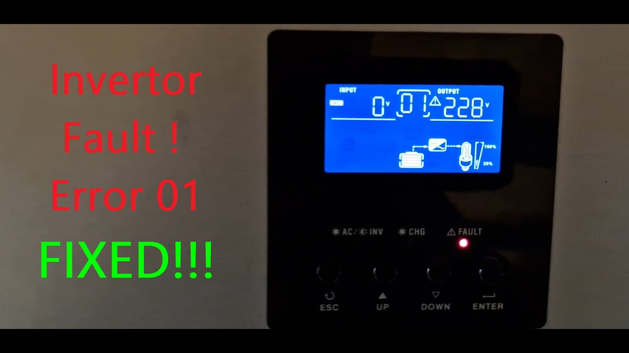 Invertor Charger Fault 01 Error problems with Fans 