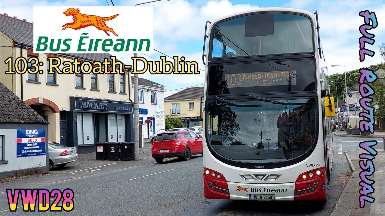FULL Route Visual - Volvo B5TL VWD28 - Bus Éireann ~ 103: Ratoath to Dublin