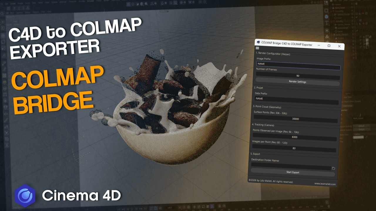 Cinema 4D Scenes into Synthetic Gaussian Splats ❙ COLMAP Bridge