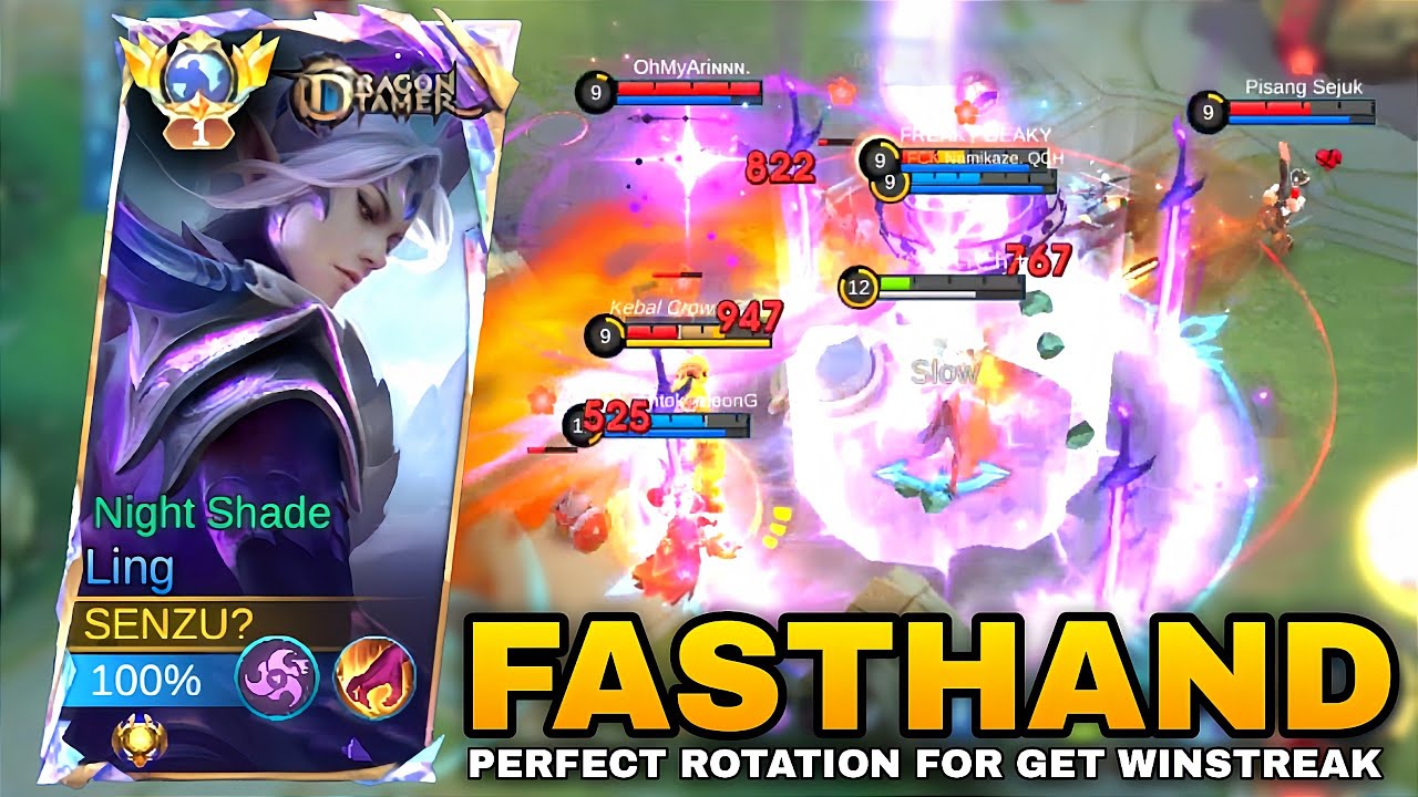 LING FASTHAND INSANE COMBO - SUPER AGGRESSIVE & ON POINT ROTATION FOR WINSTREAK - Mobile Legends
