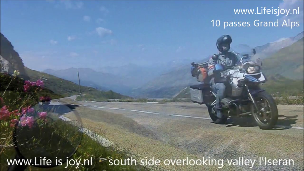 1 hour motorcycling through France, 28 mountain passes and valleys in the Alps