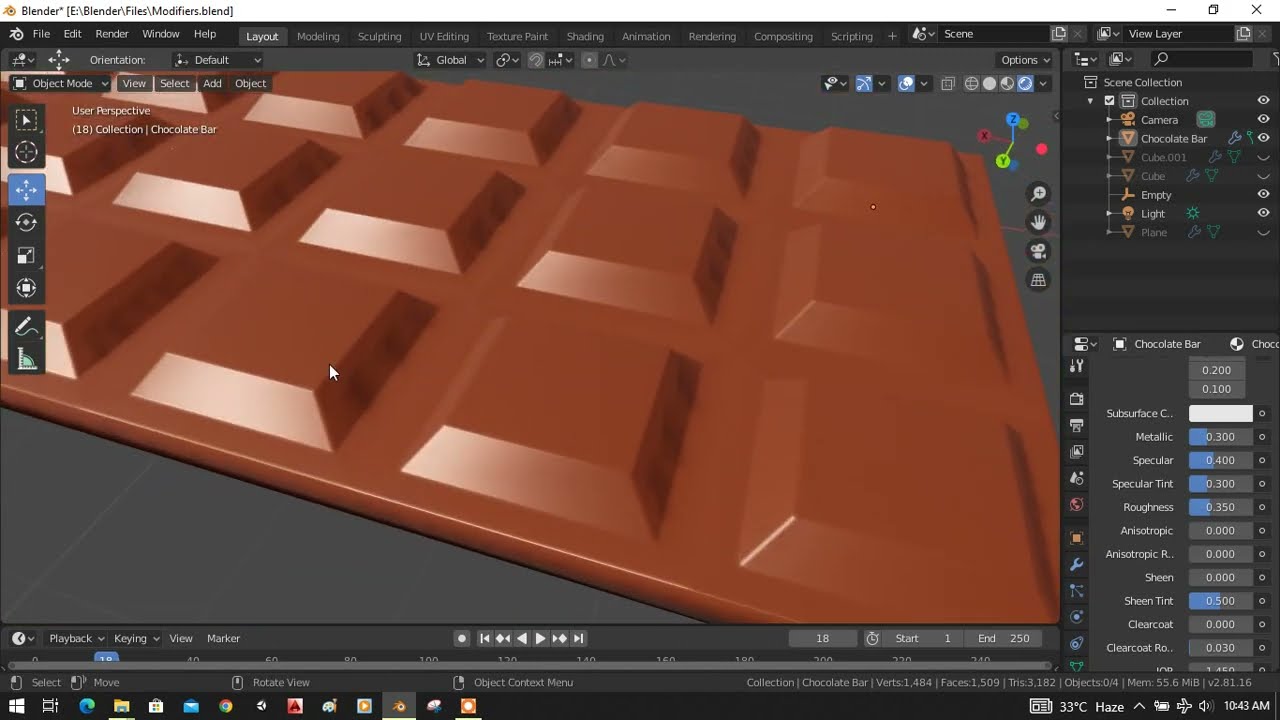 Making a Chocolate Bar in Blender || Blender Tutorials