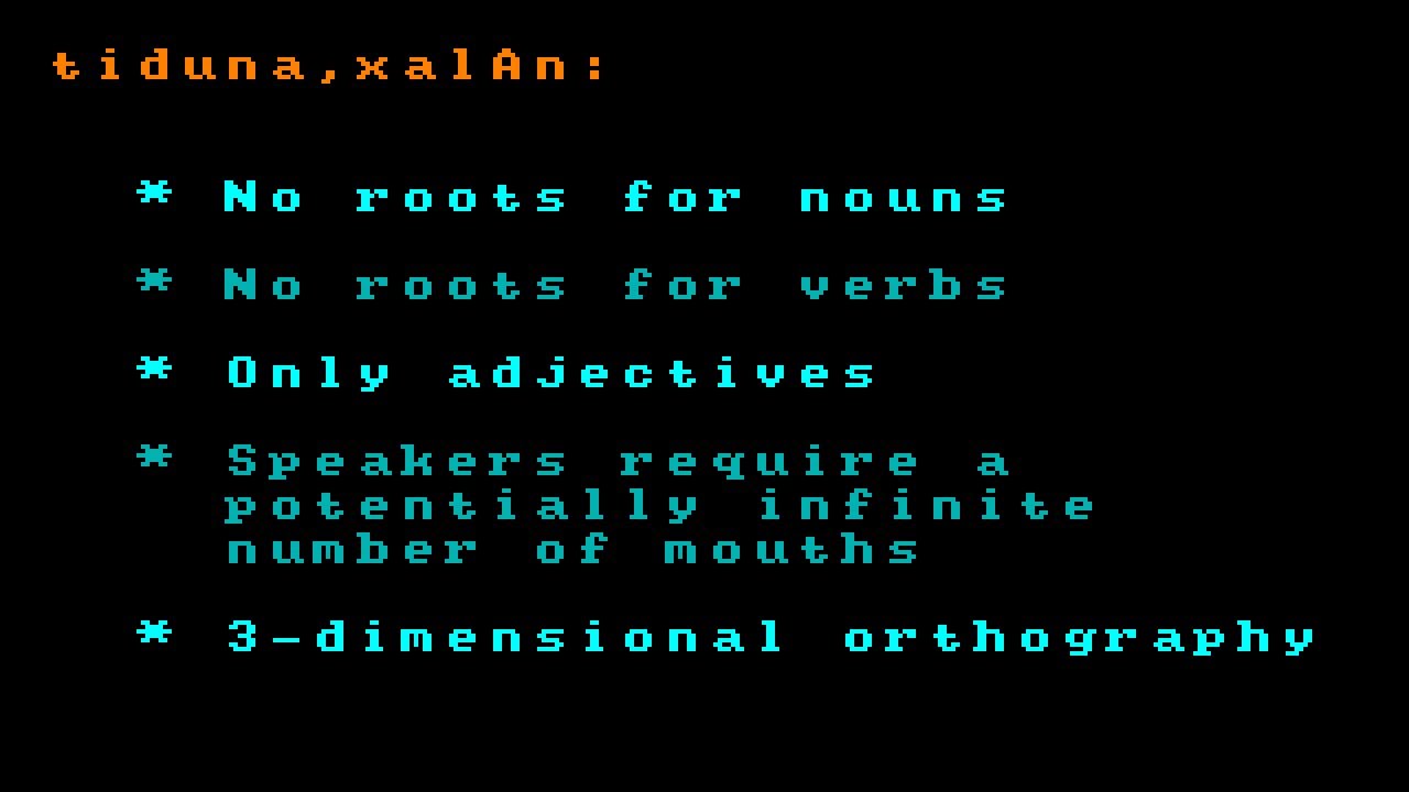tiduna,xalAn | A submission to Agma Schwa's Cursed Conlang Circus
