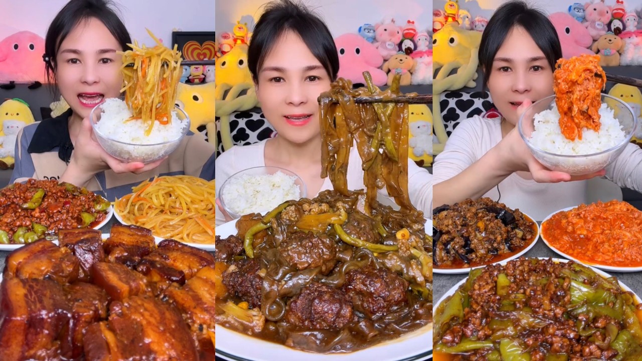 【ASMR】【MUKBANG】SPICY BRAISED PORK BELLY | EATING SHOW |CHINESE MUKBANG |食べ |吃播 #eating #food #180