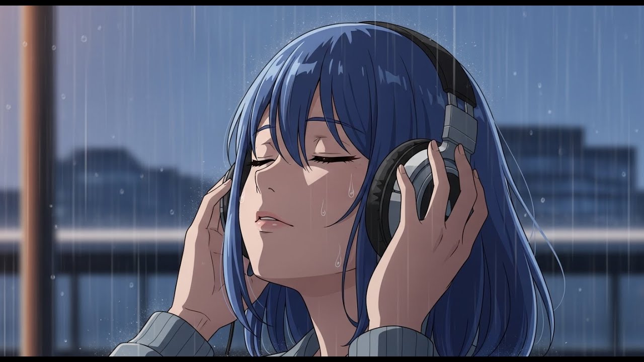 Rainy Tears 🌧️ Sad Anime Girl with Headphones | Emotional Rain Sounds for Healing & Deep Sleep