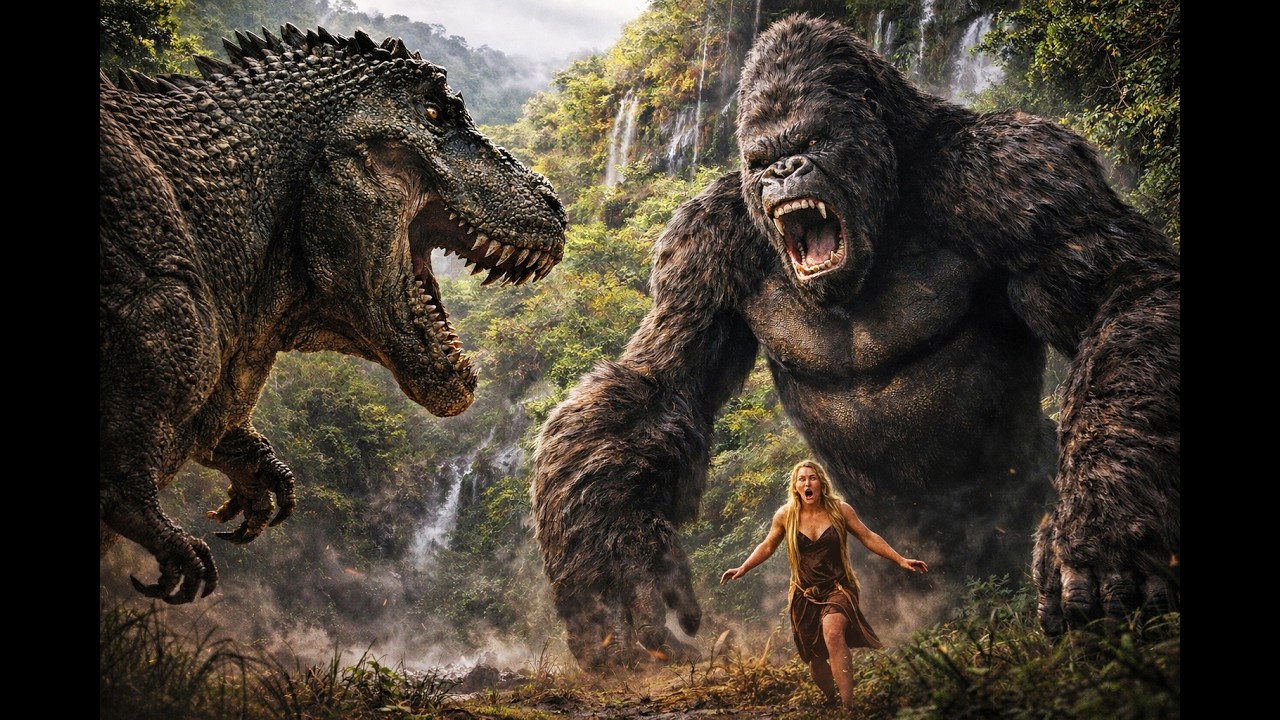 Kong vs T-Rex Fight – The King Defends His Queen