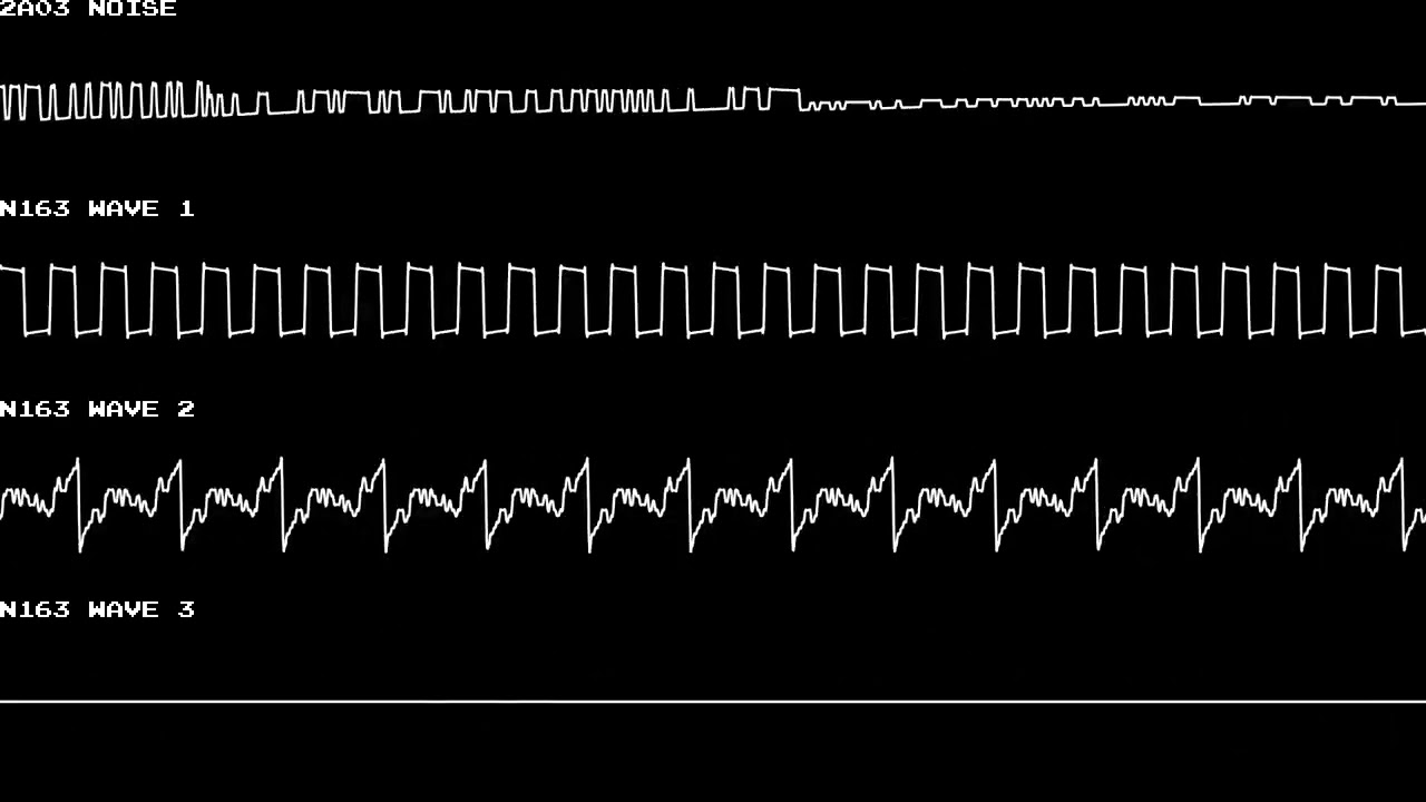 Booby Kids (NES) - "Booby Castle Town" [2A03+3-N163 cover with Namco waveforms, oscilloscope view]