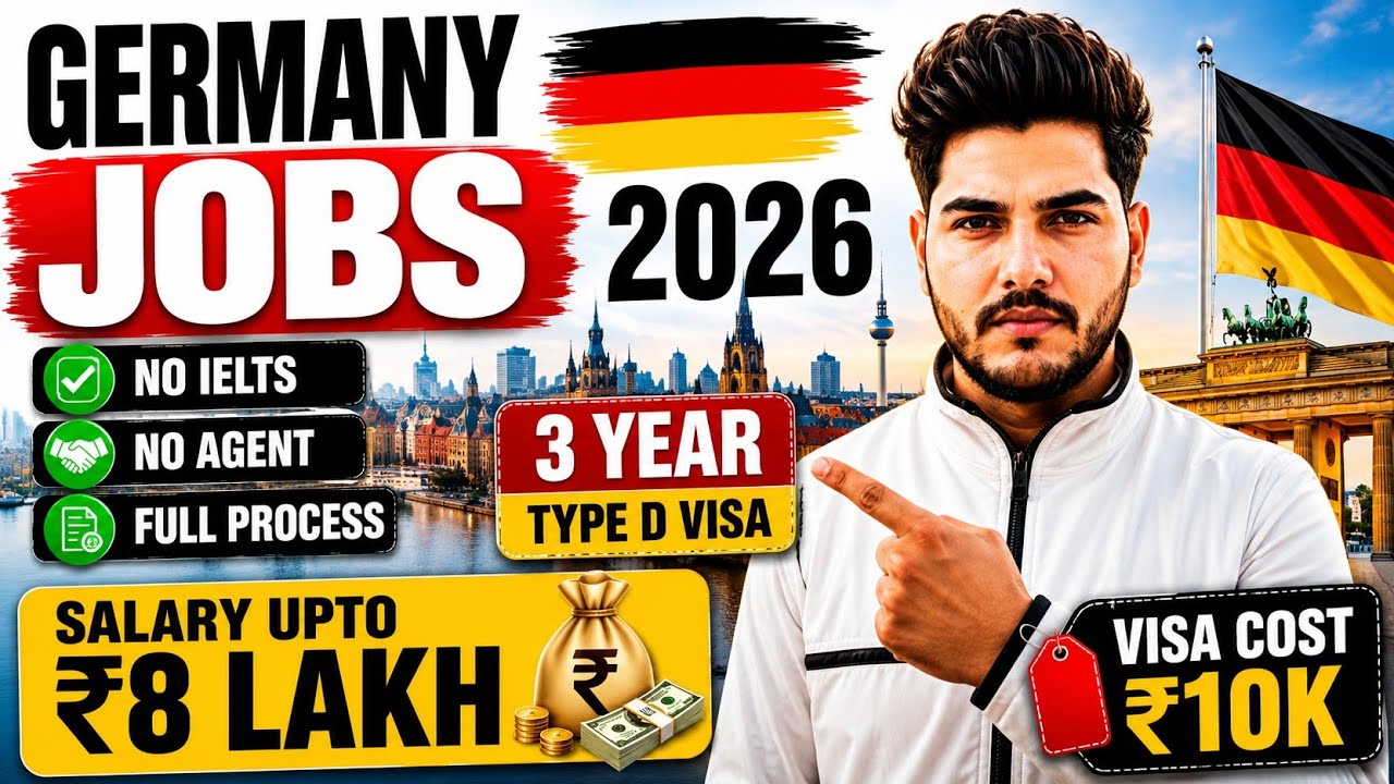 🇩🇪 Germany Jobs 2026 | ₹8 Lakh Salary | Type D Visa | Visa Cost ₹10K | No IELTS