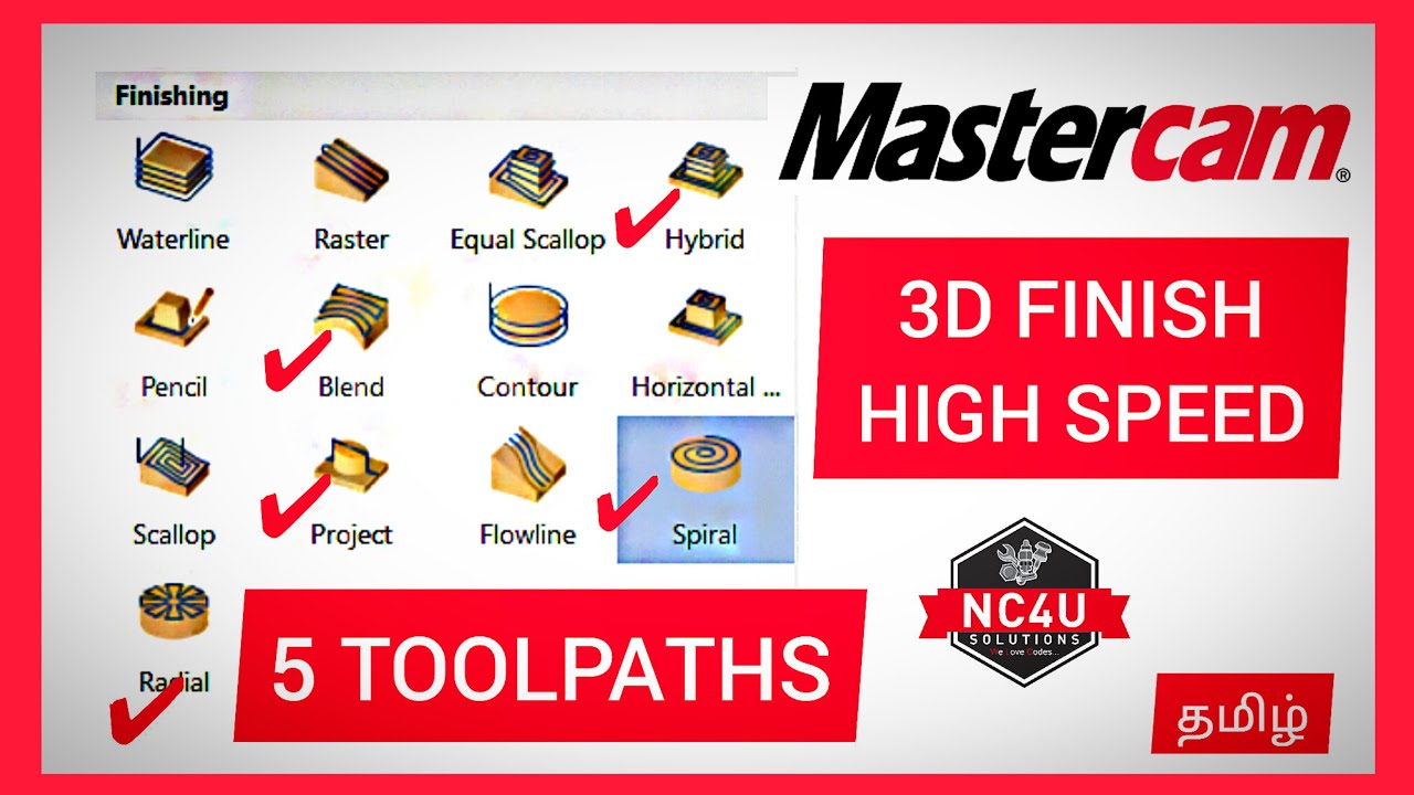 3D Mold High Speed Special Toolpaths in Mastercam -Tamil- CNC Training- Coimbatore- Ganapathy-5Axis
