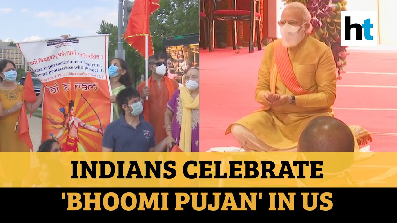 Ram Temple: Indians celebrate 'bhoomi pujan' outside Capitol Hill in Washington