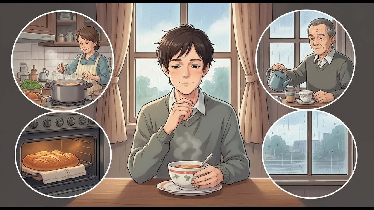 Rain Outside Soup on the Stove A Quiet Day of Warm Family Moments Cozy Ghibli ASMR ghibli asmr video