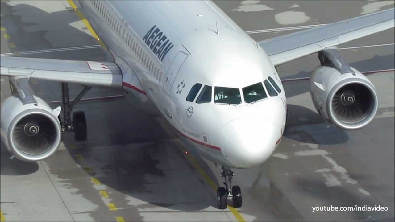 Aegean Airlines Airbus A320-200 Taxiing to Gate at Munich Airport (Germany)