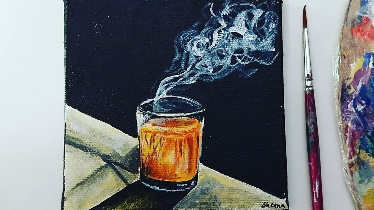 How to paint a tea cup/ Chai cup . Easy acrylic painting for beginners