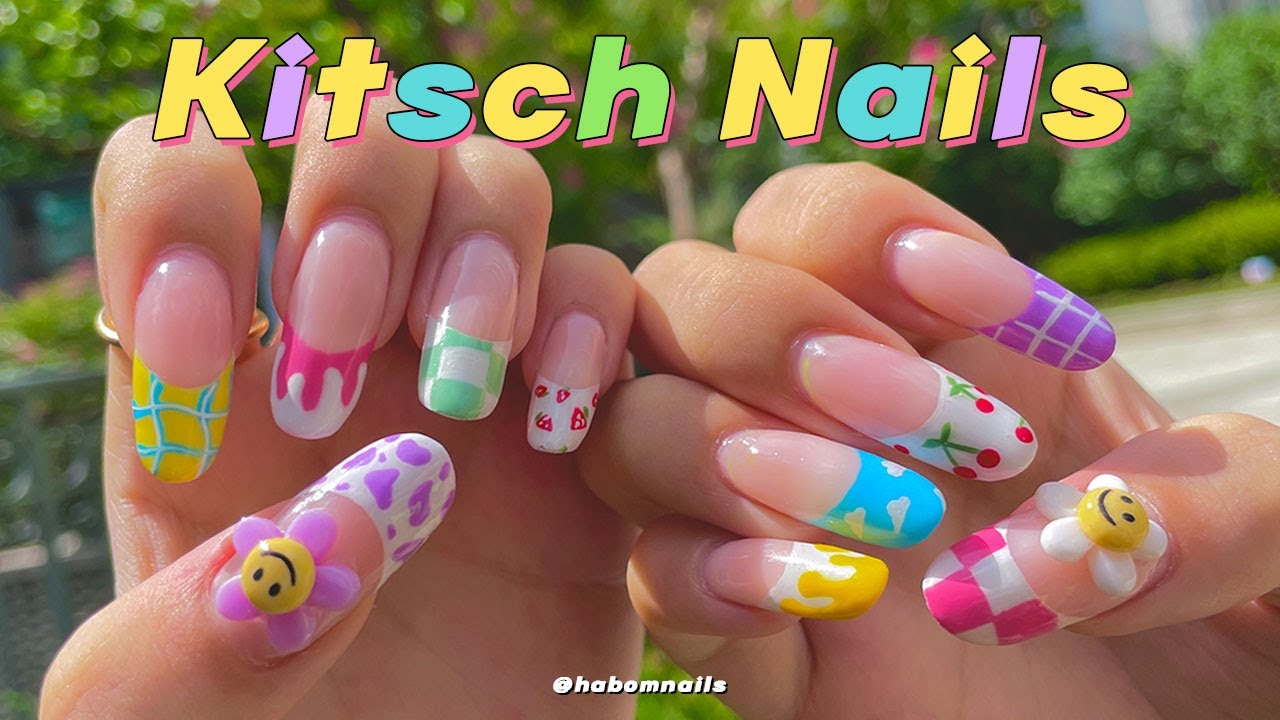 Eng) 귀여운 키치 네일🧡 요즘 유행하는 스탬핑으로 프렌치 네일하는 방법!