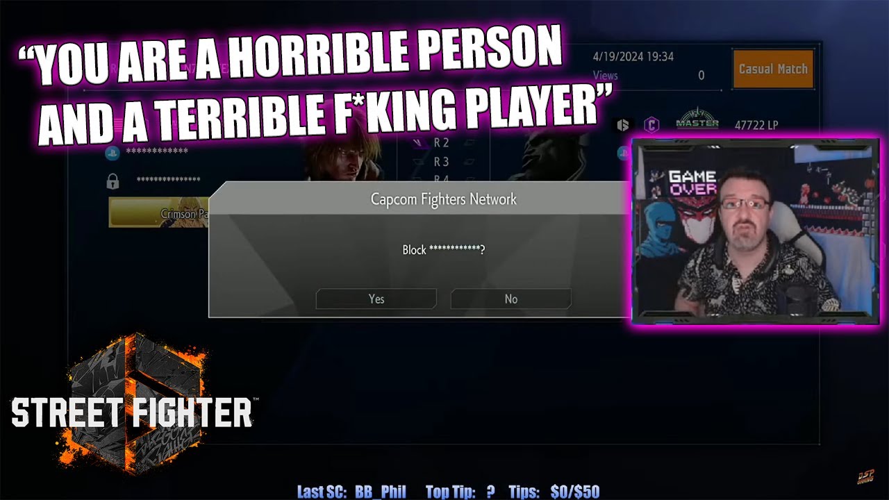 DSP Extremely Lunatic Blocking & Insulting Every Opponent in SF6, Rabid Over Players Outplaying Him