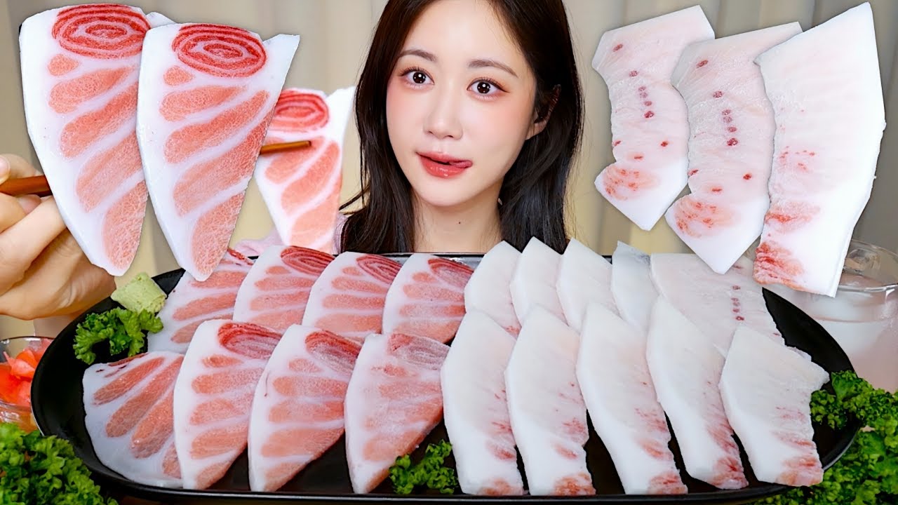 배꼽 러버🙋‍♀️참치 배꼽살 먹방💕참다랑어 배꼽살, 황새치 배꼽살🤍 swordfish belly + tuna belly 本マグロスナズリ + メカジキとろ | Mukbang ASMR