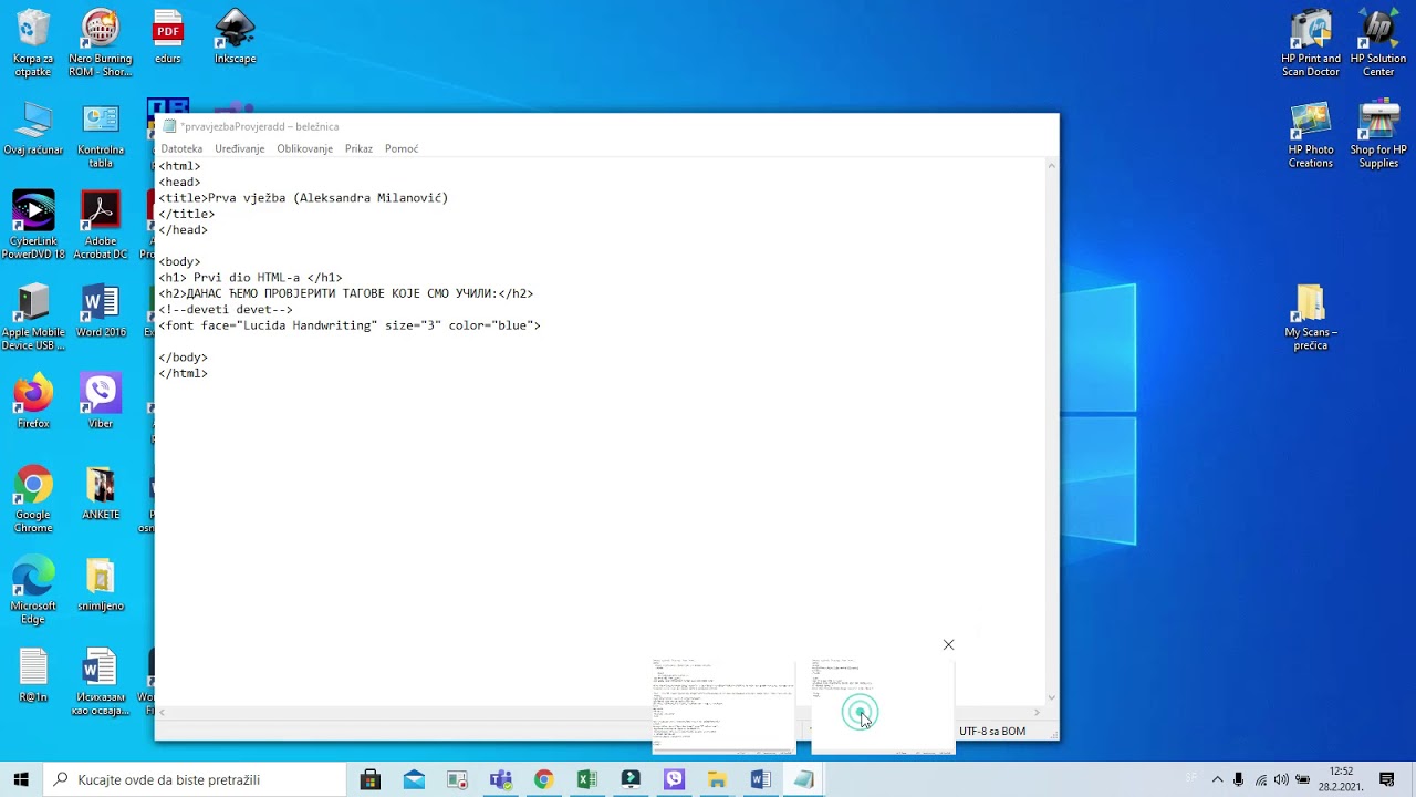 Rješenje zadatka za vježbu iz HTML