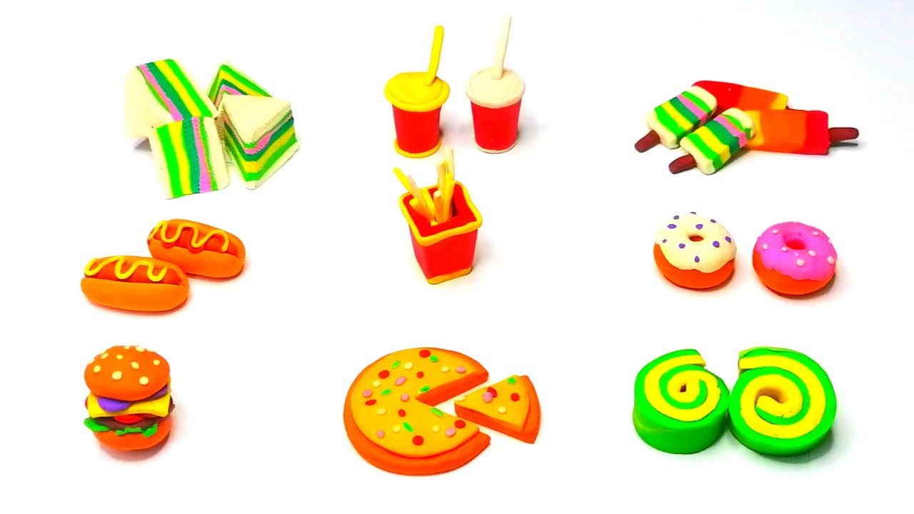 DIY Easy Clay Art | How to make Polymer Clay in Mini Food 🍔🍰🍣  | Easy Clay Art  | Polymer Clay Art