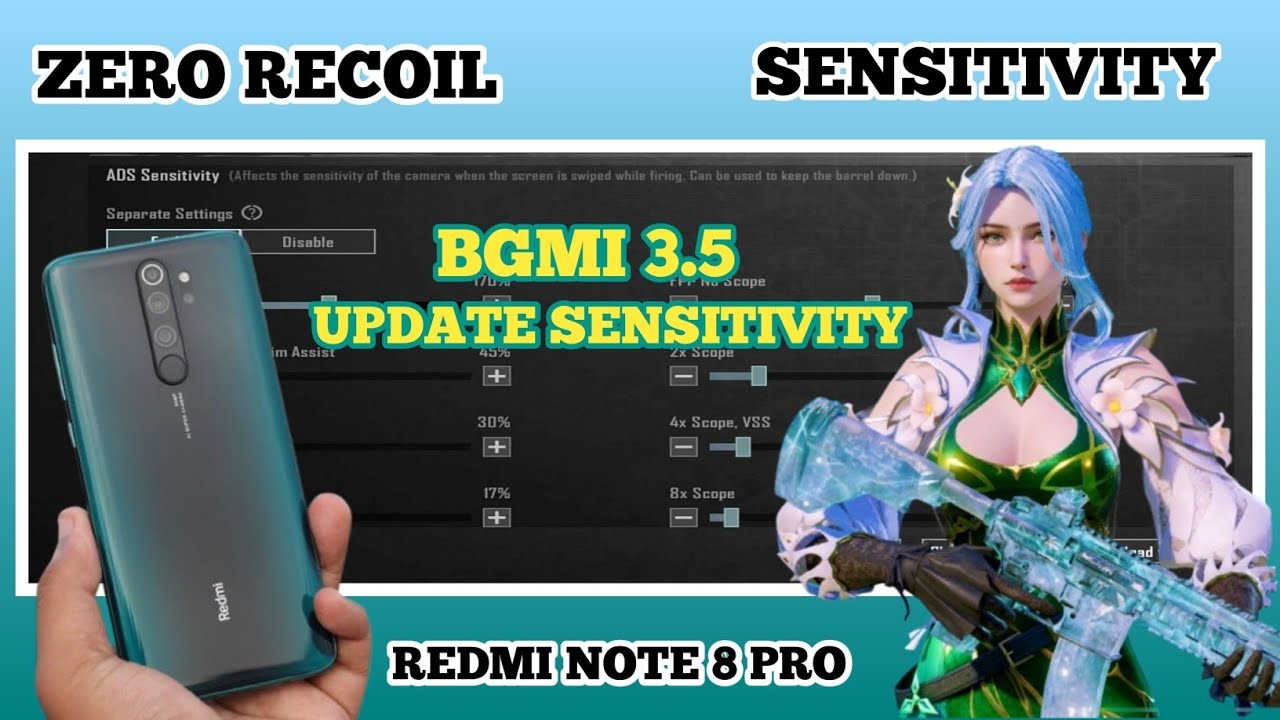 Redmi Note 8 Pro Zero Recoil Bgmi Sensitivity 2024 | Best Gyro Sensitivity For Redmi Note 8 Pro Bgmi