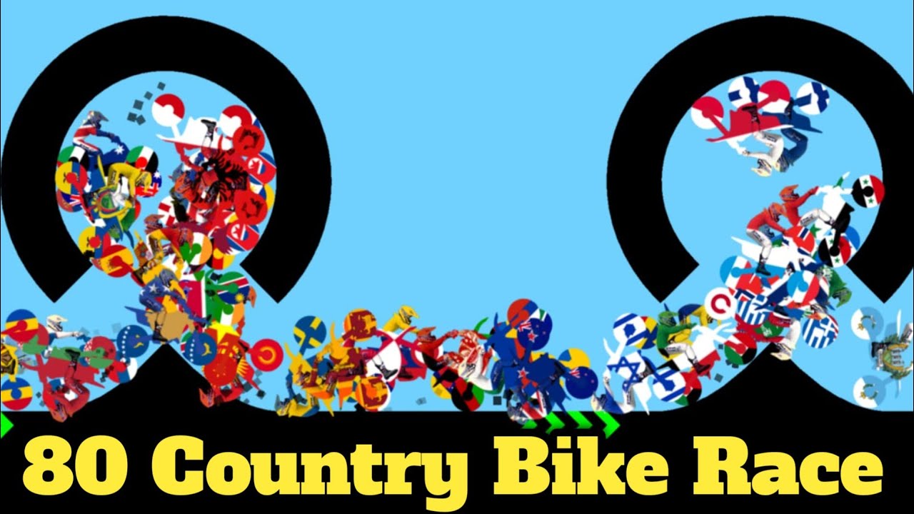 80 Country Motorbike & 79 Elimination Dirt Bike Race Tournament in Algodoo - Motocross Bike Racing
