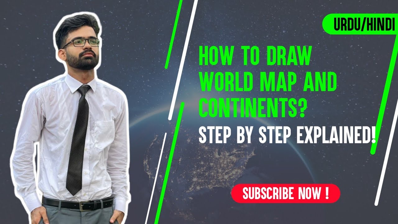 How to Draw World Map and Continents | Step by Step| Hindi\Urdu
