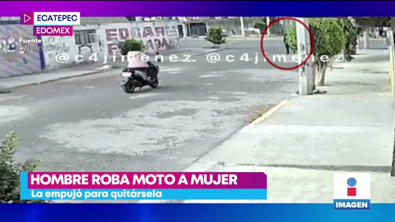 VIDEO: Hombre roba moto a mujer en calles de Ecatepec | Noticias con Yuriria Sierra