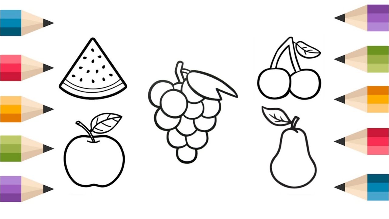 How To Draw cute fruits Drawing, Painting & Coloring For Kids and Toddlers_ Child Art 🎨 
