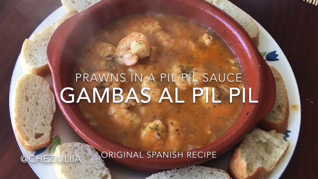 Gambas al pil pil (spanish traditional recipe of prawns)