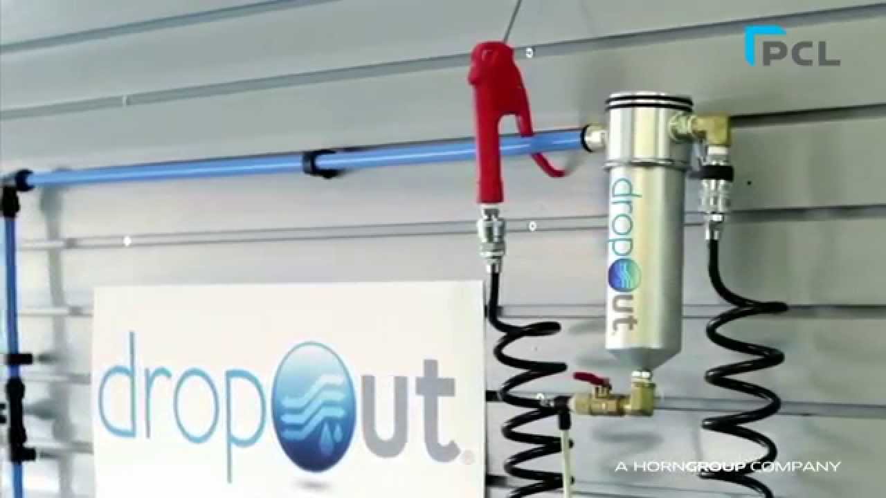 Dropout Liquid water removal demonstration from a compressed air system