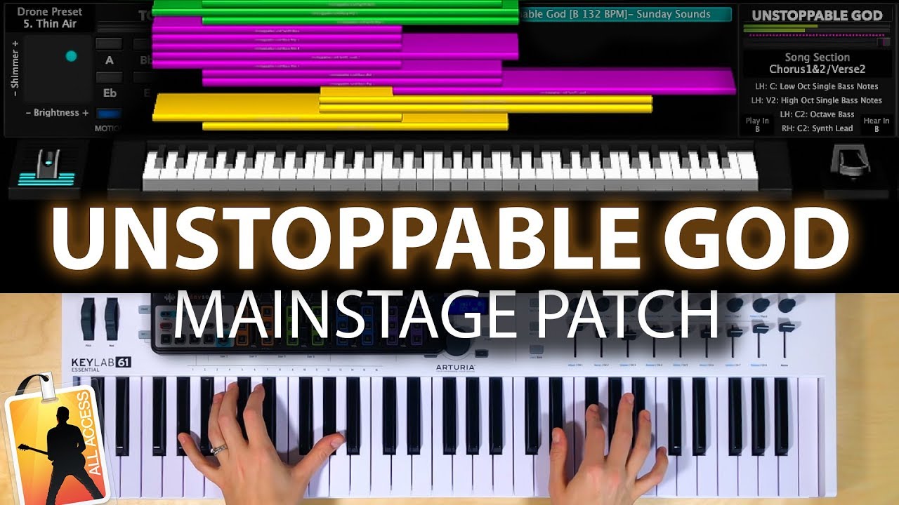 Unstoppable God MainStage patch keyboard cover and tutorial- Elevation Worship