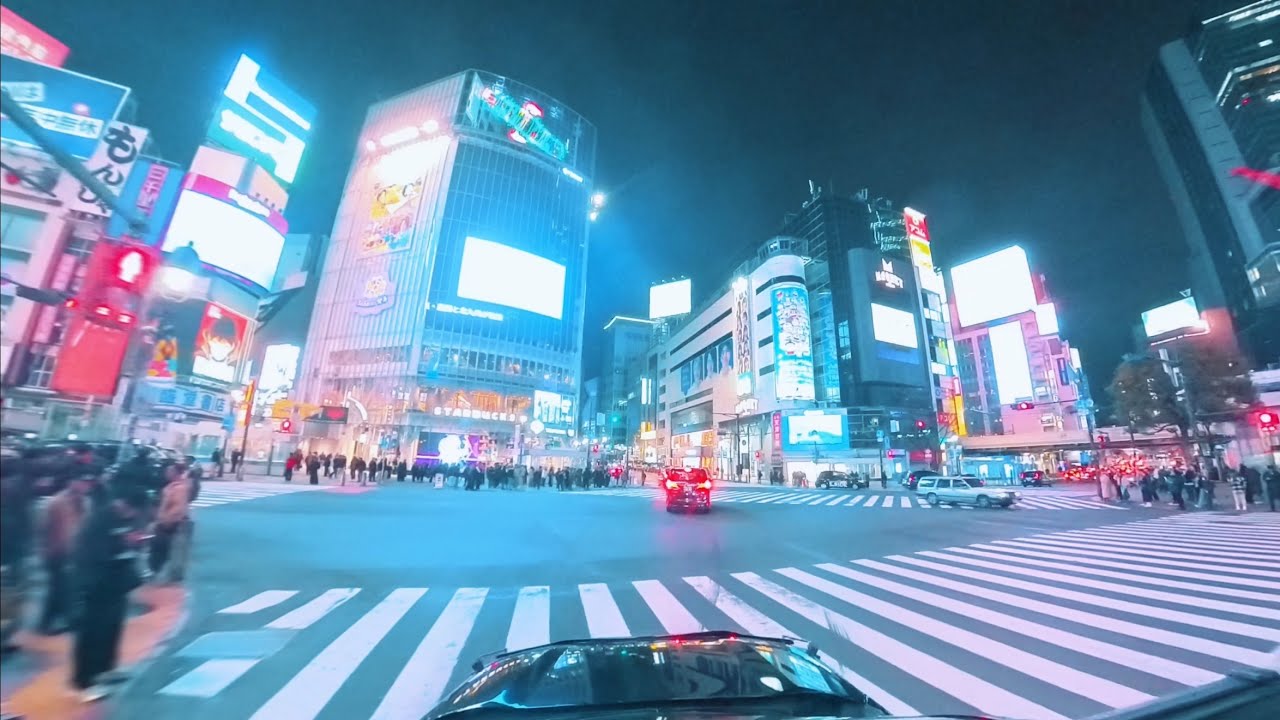 Tokyo Night Drive | Shibuya | Real Driving Sounds | 4K