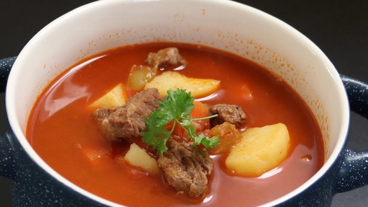 famous Hungarian Goulash! soup recipe for winter/comforting, tasty filling appetizing