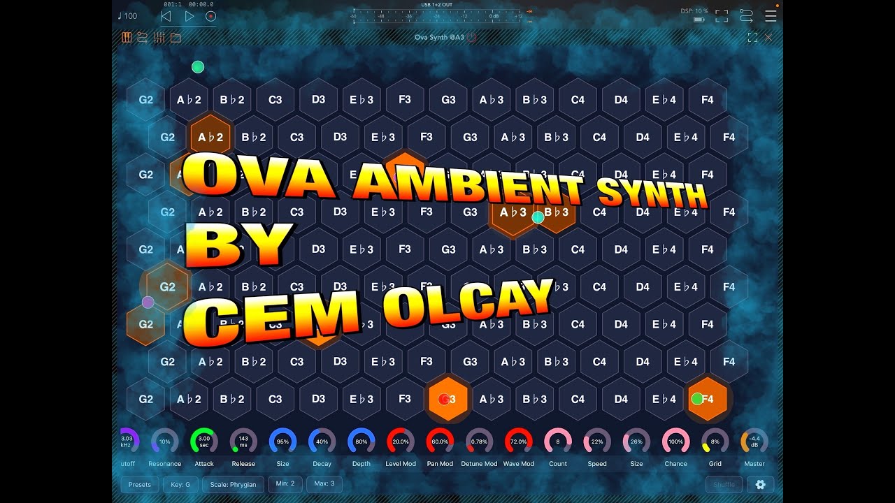 OVA Ambient — физический стереосинтезатор от Джема Олкая — обучающее видео и демонстрация — iPad ...