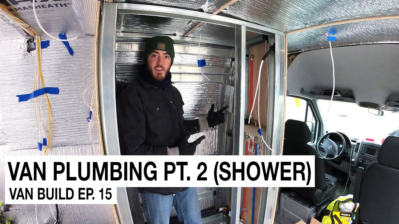 Plumbing the Shower and Building the Exterior Walls - Van Life Build Series Ep 15 - Plumbing Part 2