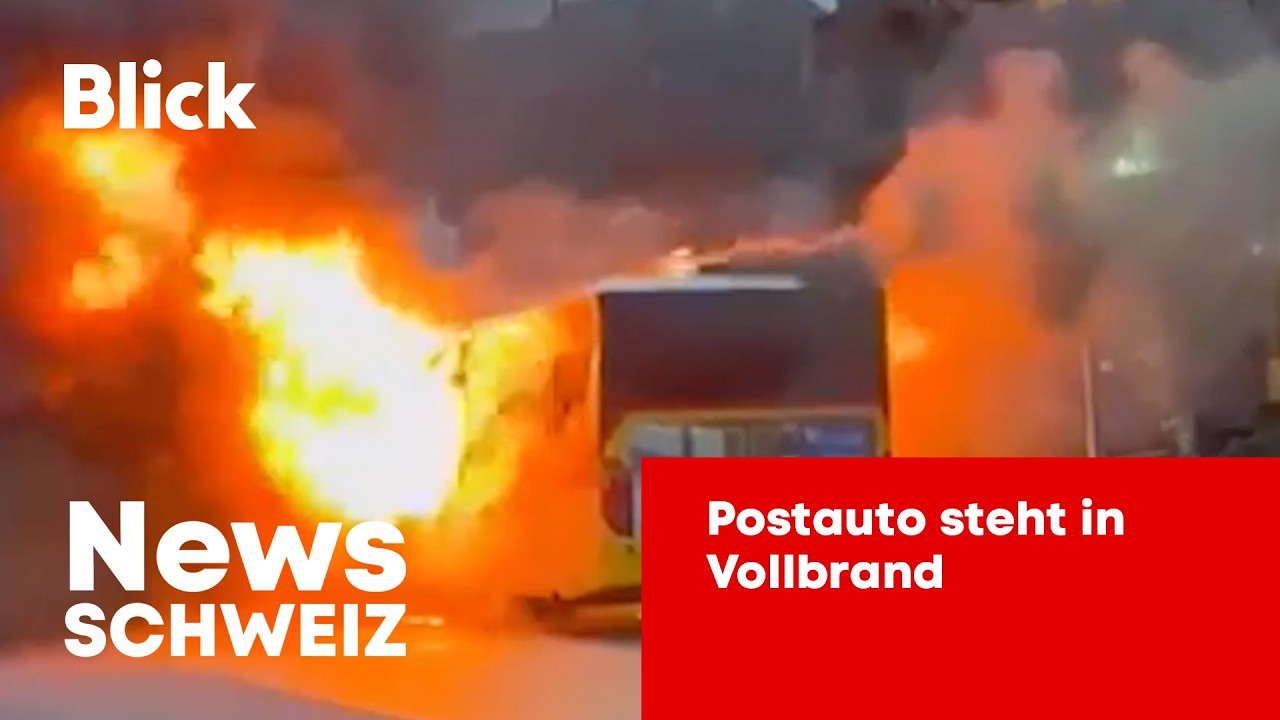 Kerzers FR: Video zeigt brennendes Postauto